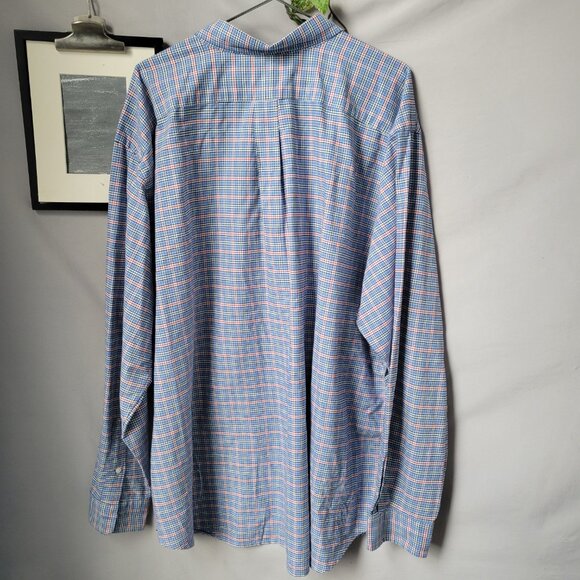 Ralph Lauren Checked Cotton Poplin Oxford Dress Shirt Red Blue 3XB 3XL - Picture 2 of 12